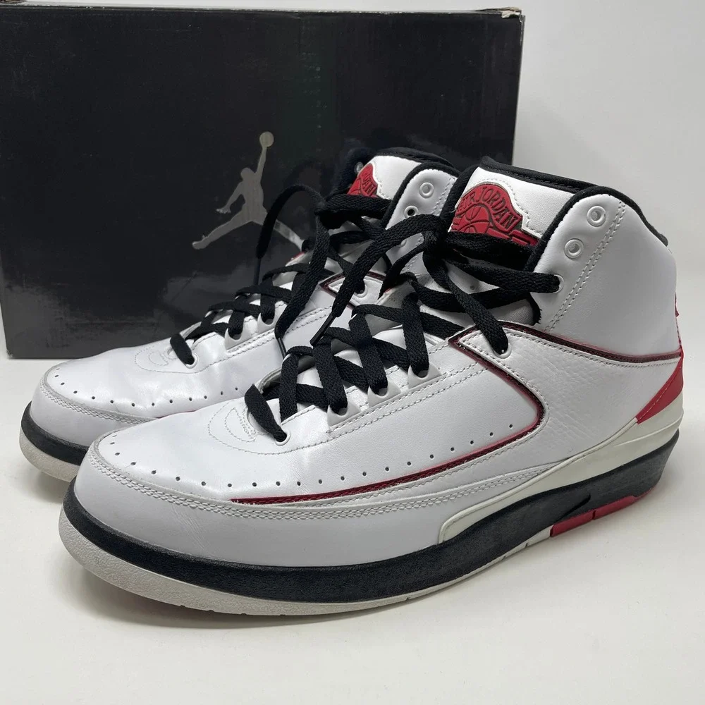 Air Jordan 2 Retro QF White Black Varsity Red 395709-101 Sneakers Mens 10.5 2010